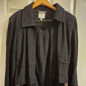 St John Coture Elegant Black Textured Jacket and Top Set .